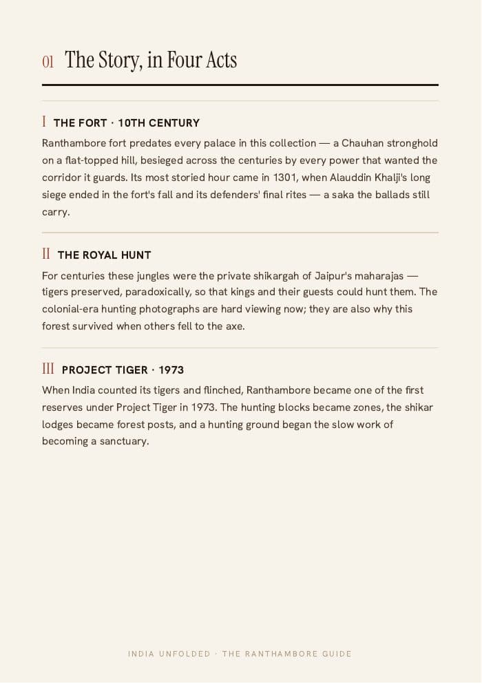 The story, in 4 acts — a page from The Ranthambore Guide