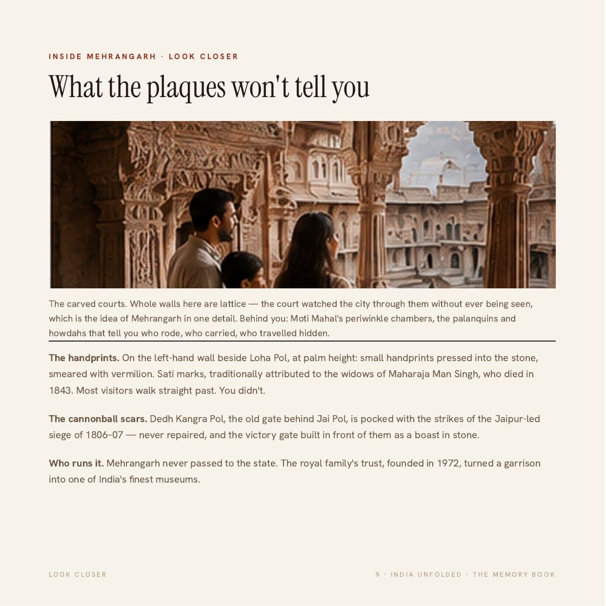Page 9 of the sample My Jodhpur book — Inside Mehrangarh