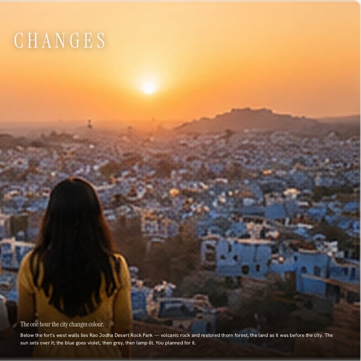 Page 19 of the sample My Jodhpur book — The light changes