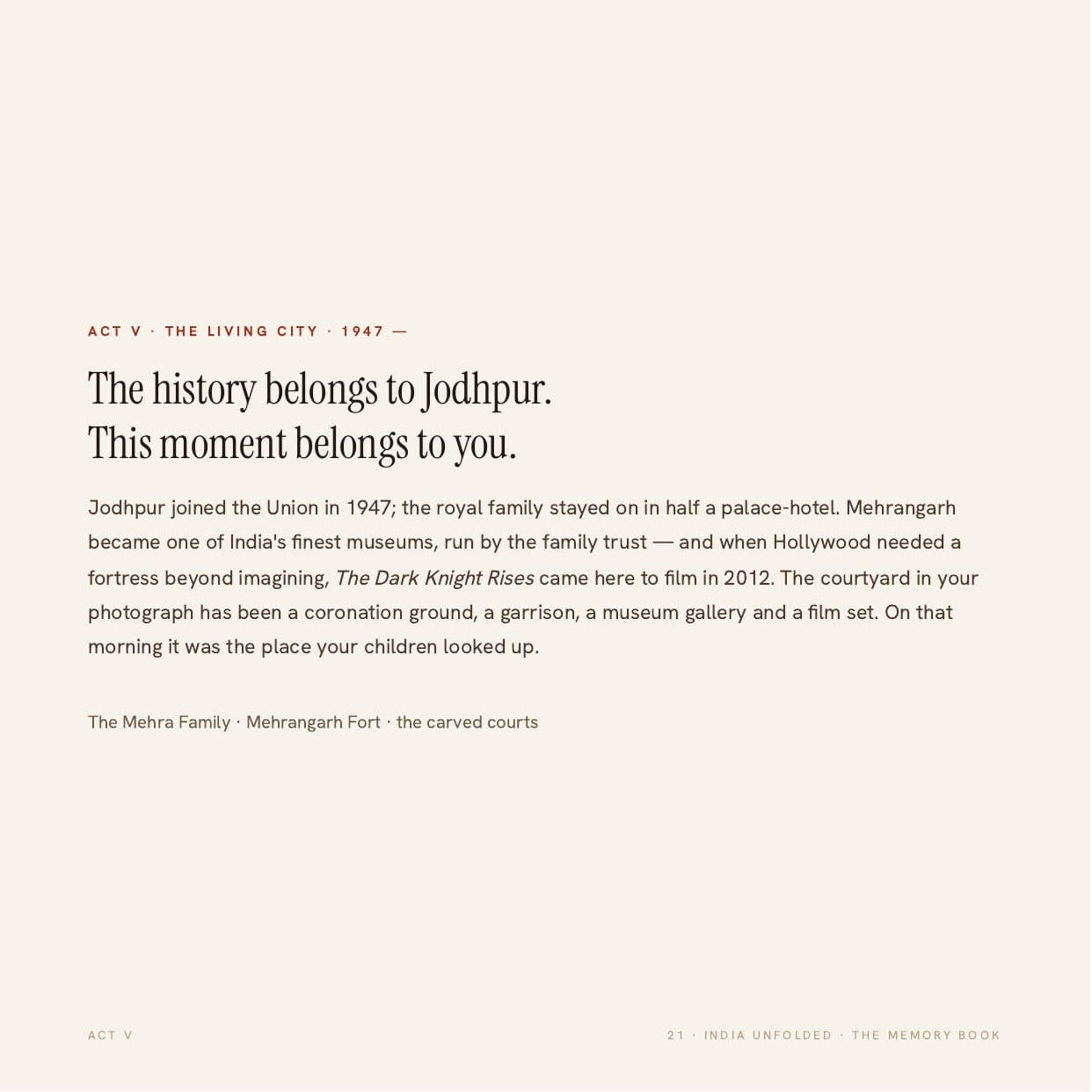 Page 21 of the sample My Jodhpur book — You were here