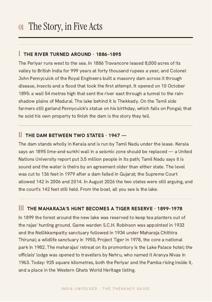 The story, in 5 acts — a page from The Thekkady Guide